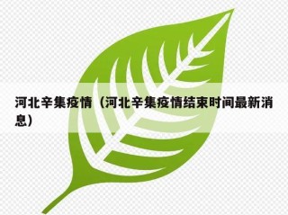 河北辛集疫情（河北辛集疫情结束时间最新消息）